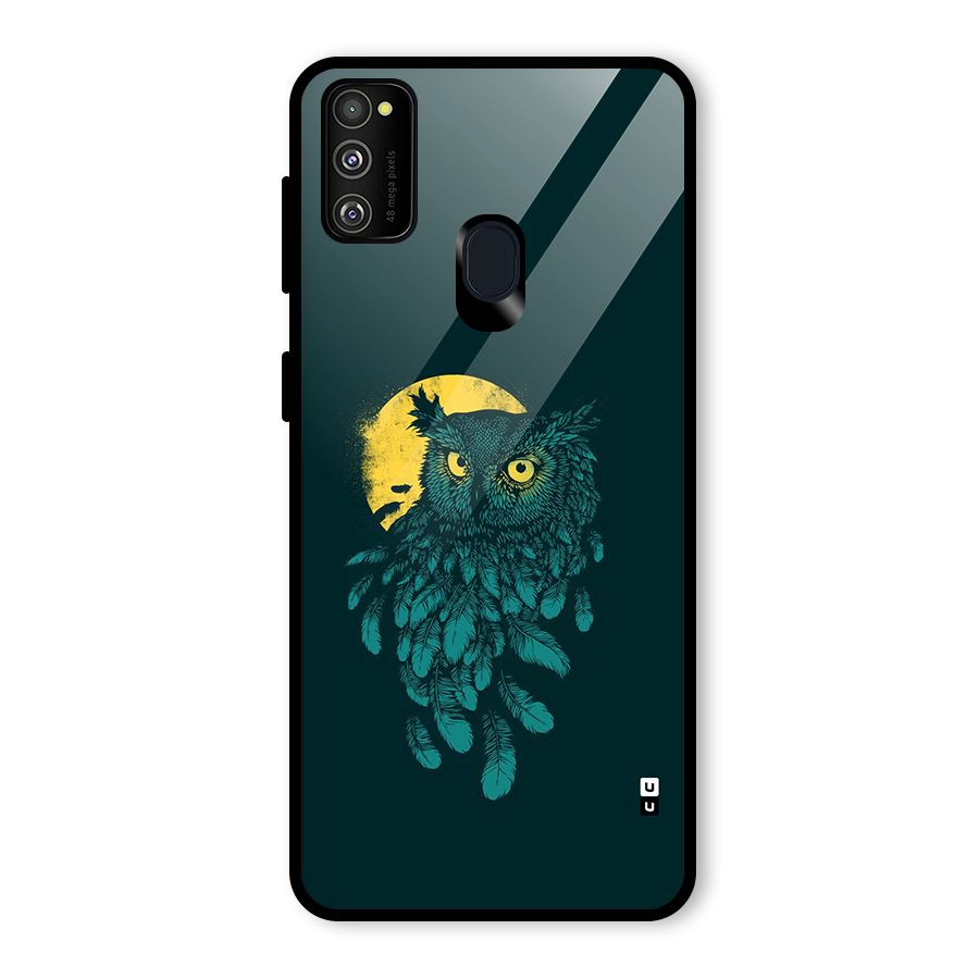 Green Owl Glass Back Case for Galaxy M21