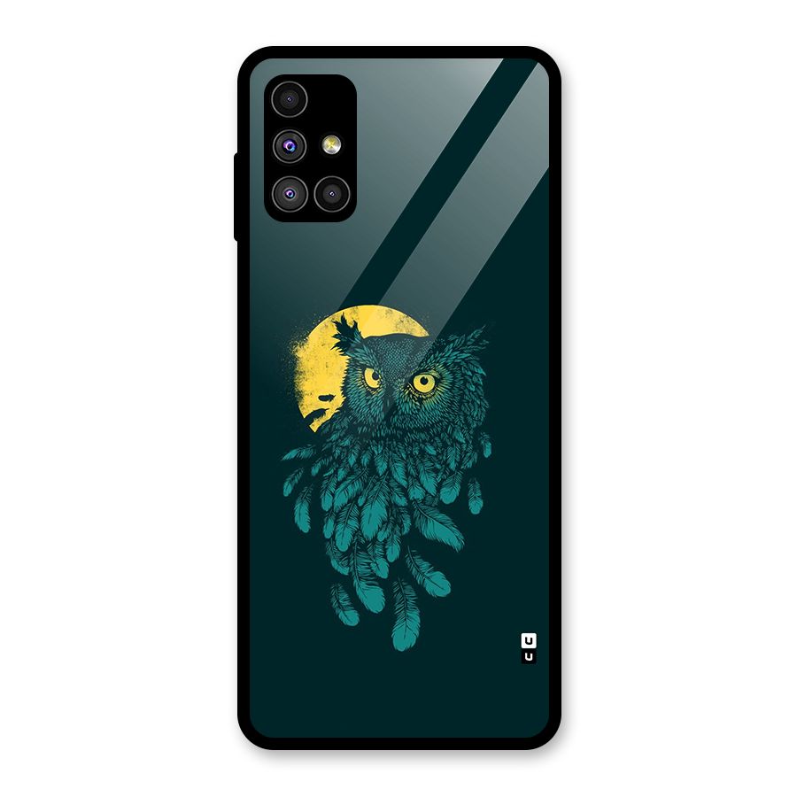 Green Owl Glass Back Case for Galaxy M51