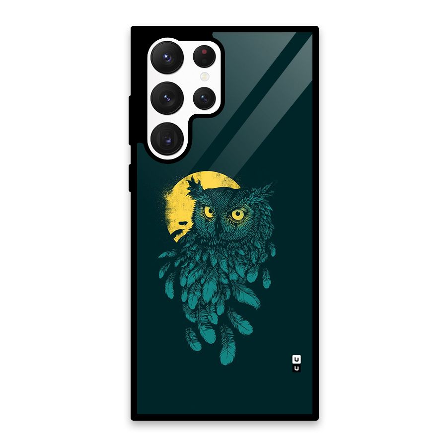 Green Owl Glass Back Case for Galaxy S22 Ultra 5G