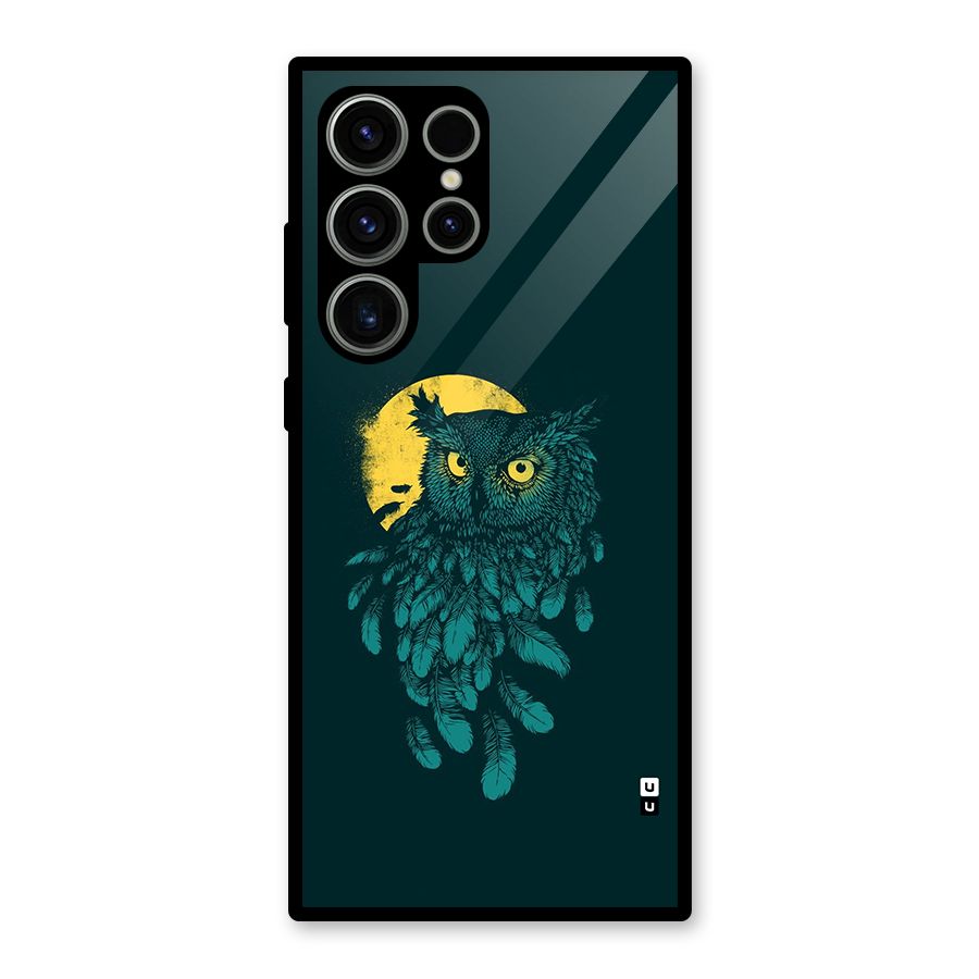 Green Owl Glass Back Case for Galaxy S23 Ultra