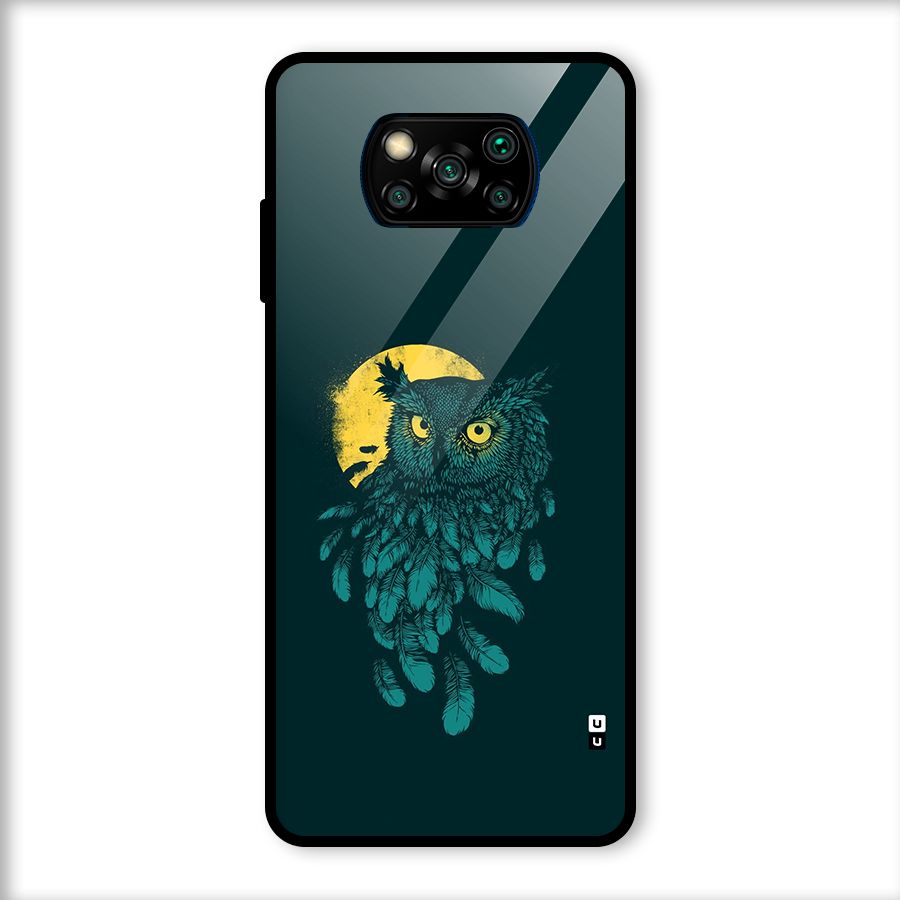 Green Owl Glass Back Case for Poco X3