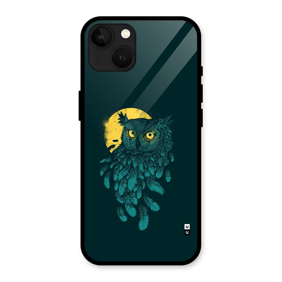 Green Owl Glass Back Case for iPhone 13