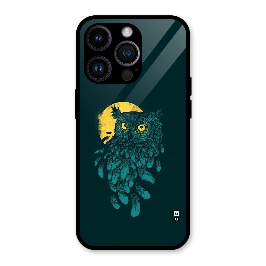 Green Owl Glass Back Case for iPhone 14 Pro