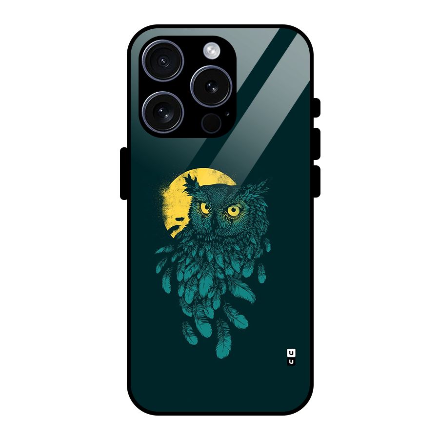 Green Owl Glass Back Case for iPhone 15 Pro