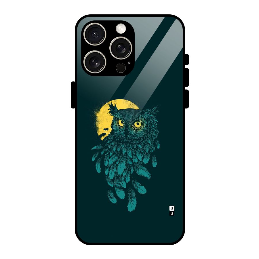 Green Owl Glass Back Case for iPhone 15 Pro Max