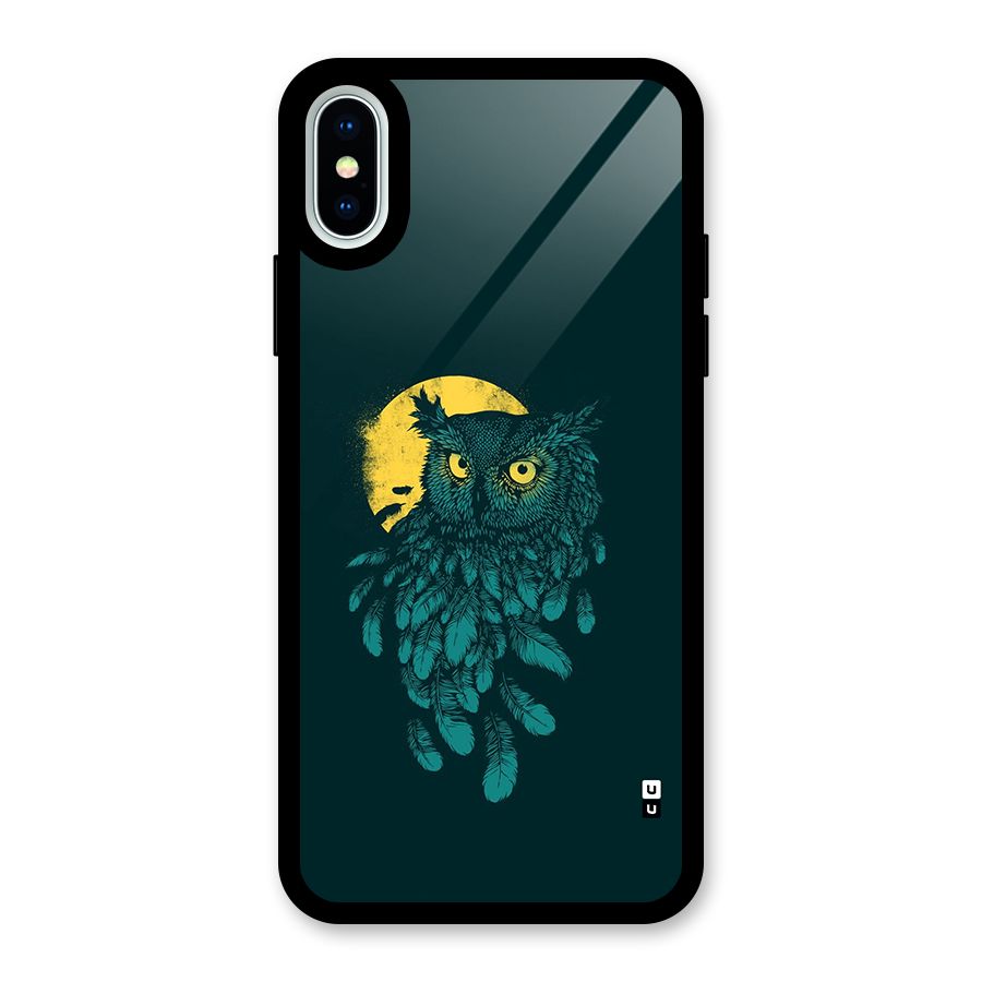 Green Owl Glass Back Case for iPhone XS