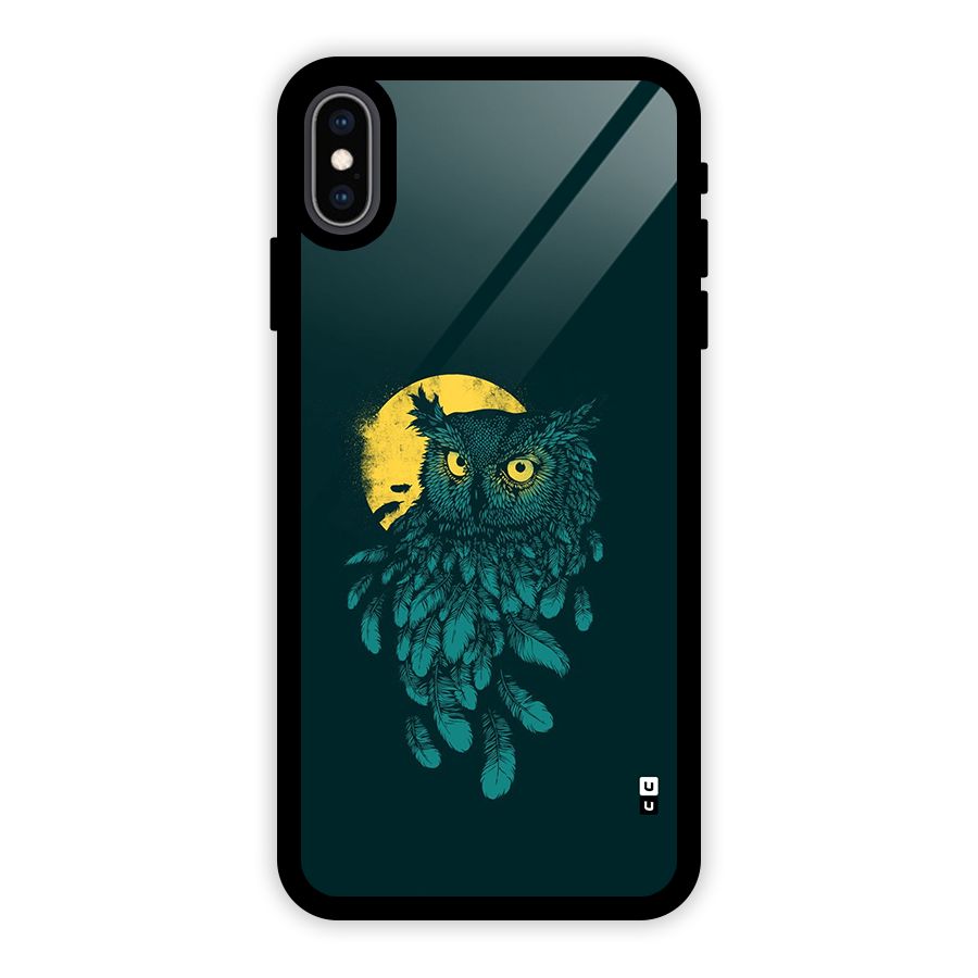 Green Owl Glass Back Case for iPhone XS Max