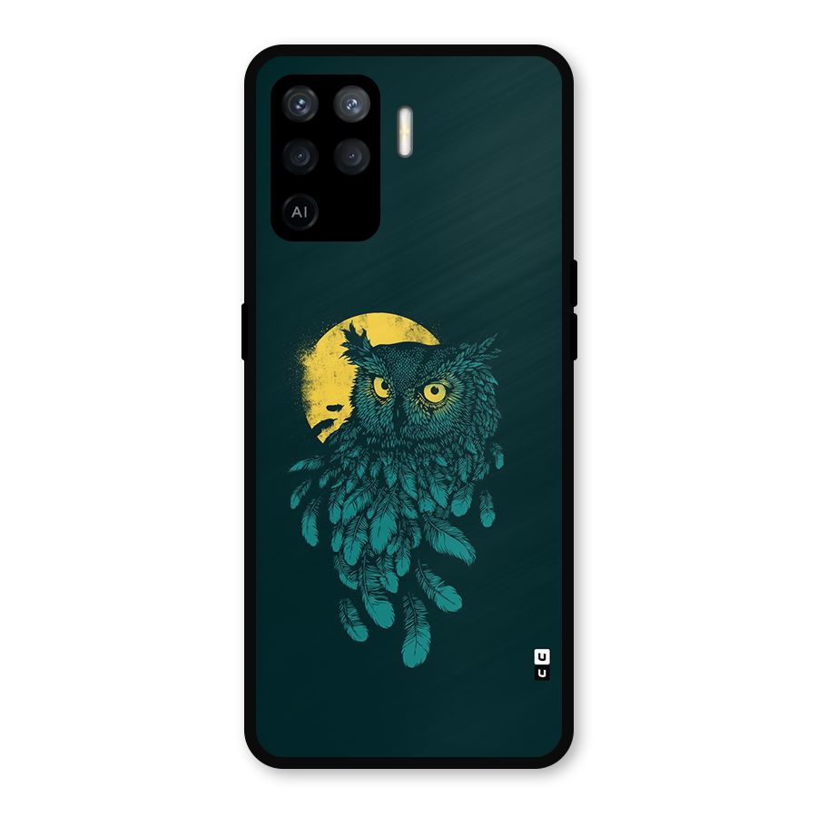 Green Owl Metal Back Case for Oppo F19 Pro