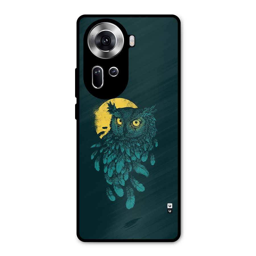 Green Owl Metal Back Case for Oppo Reno11 5G