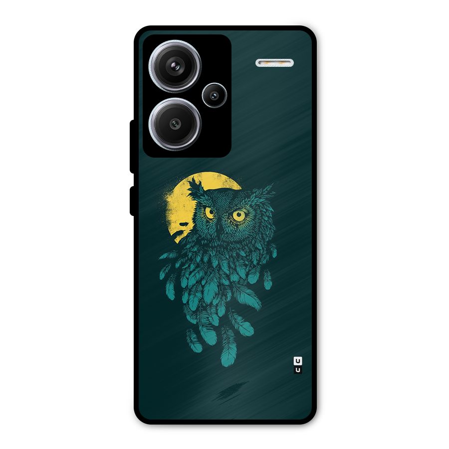 Green Owl Metal Back Case for Redmi Note 13 Pro Plus