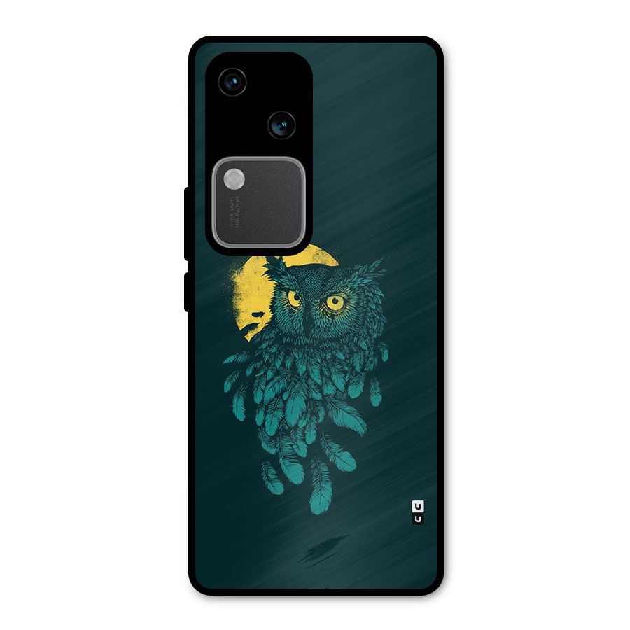 Green Owl Metal Back Case for Vivo V30 Pro