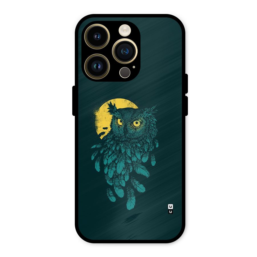 Green Owl Metal Back Case for iPhone 14 Pro