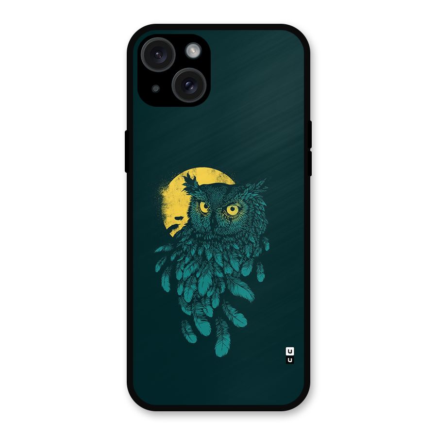 Green Owl Metal Back Case for iPhone 15 Plus