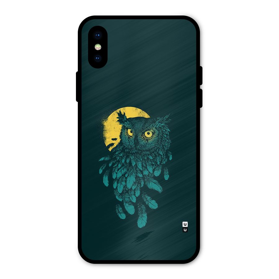 Green Owl Metal Back Case for iPhone XS