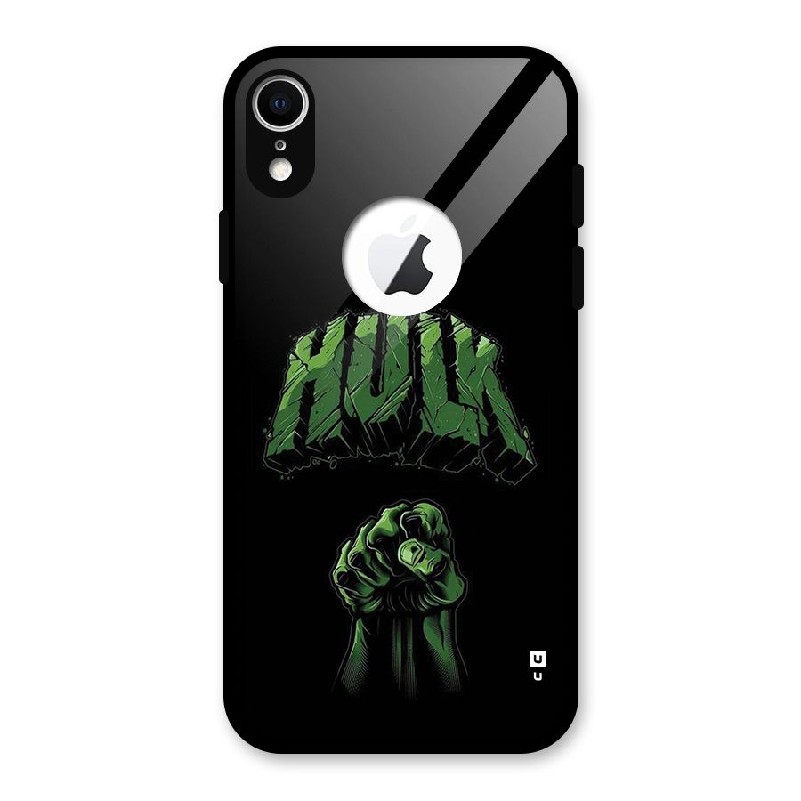 Green Punch Glass Back Case for iPhone XR Logo Cut