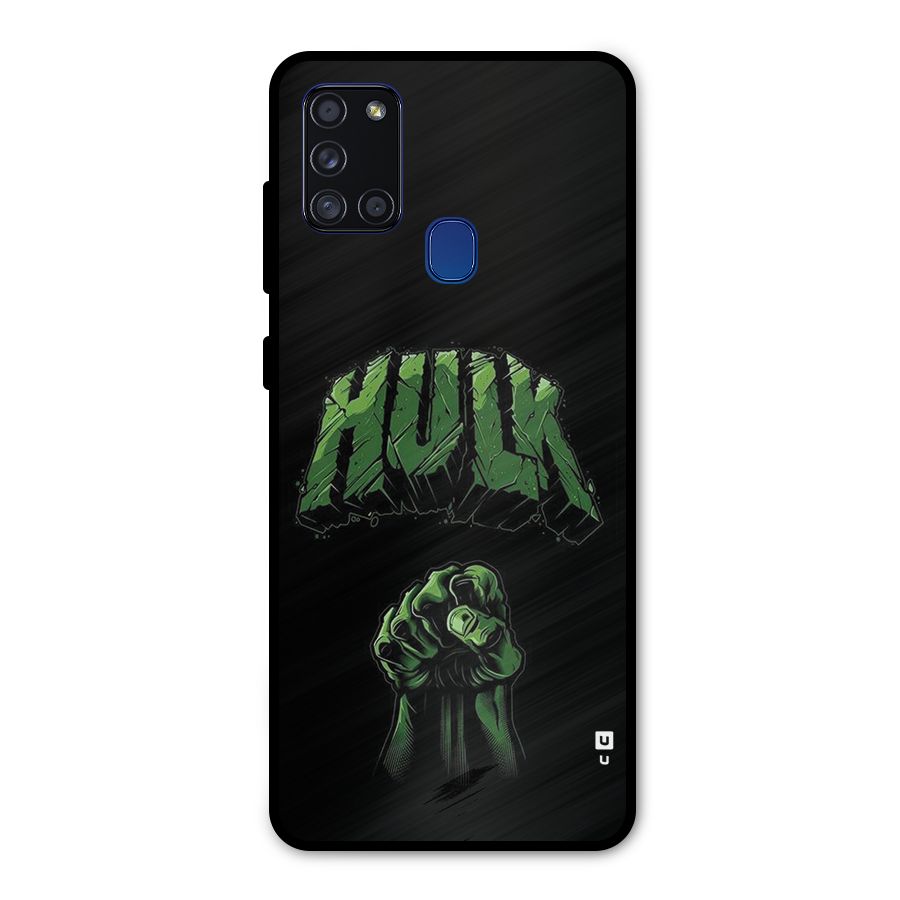 Green Punch Metal Back Case for Galaxy A21s