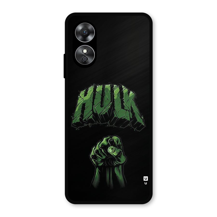 Green Punch Metal Back Case for Oppo A17