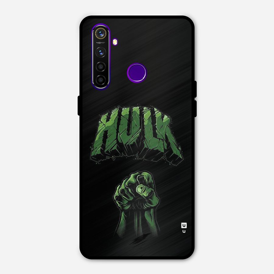 Green Punch Metal Back Case for Realme 5 Pro