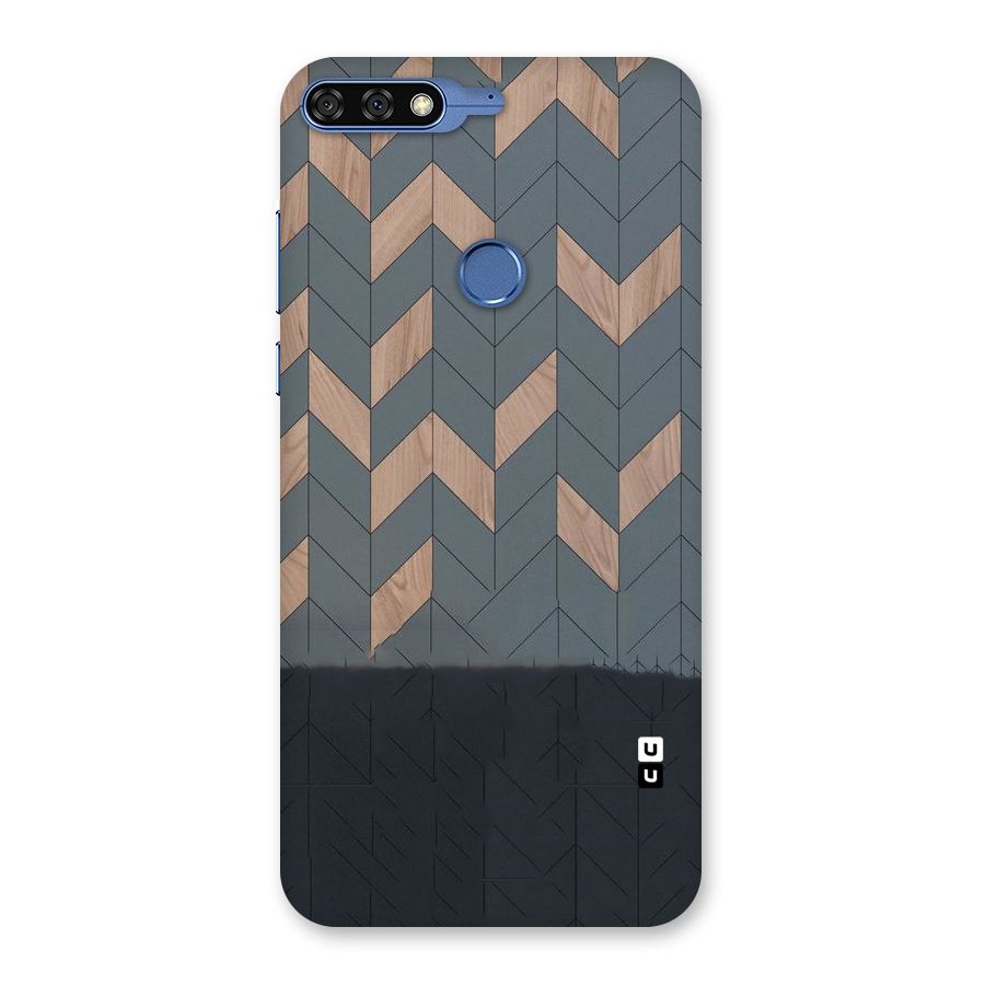 Greyish Wood Design Back Case for Honor 7C