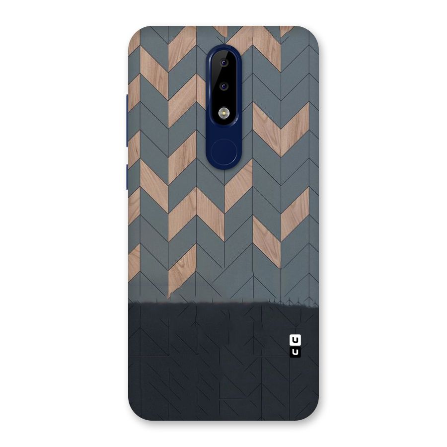 Greyish Wood Design Back Case for Nokia 5.1 Plus