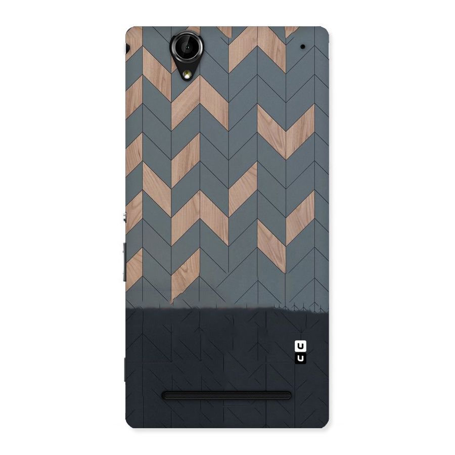 Greyish Wood Design Back Case for Sony Xperia T2