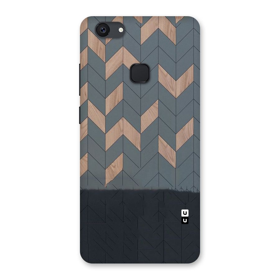 Greyish Wood Design Back Case for Vivo V7 Plus
