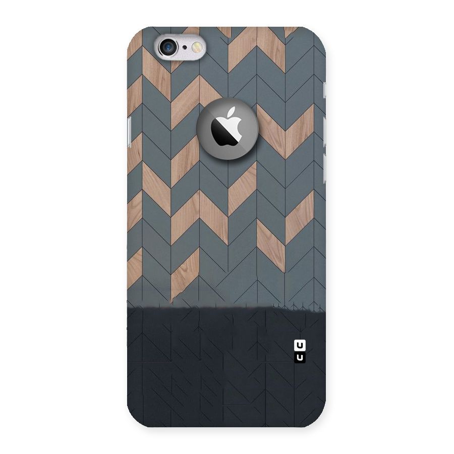 Greyish Wood Design Back Case for iPhone 6 Logo Cut