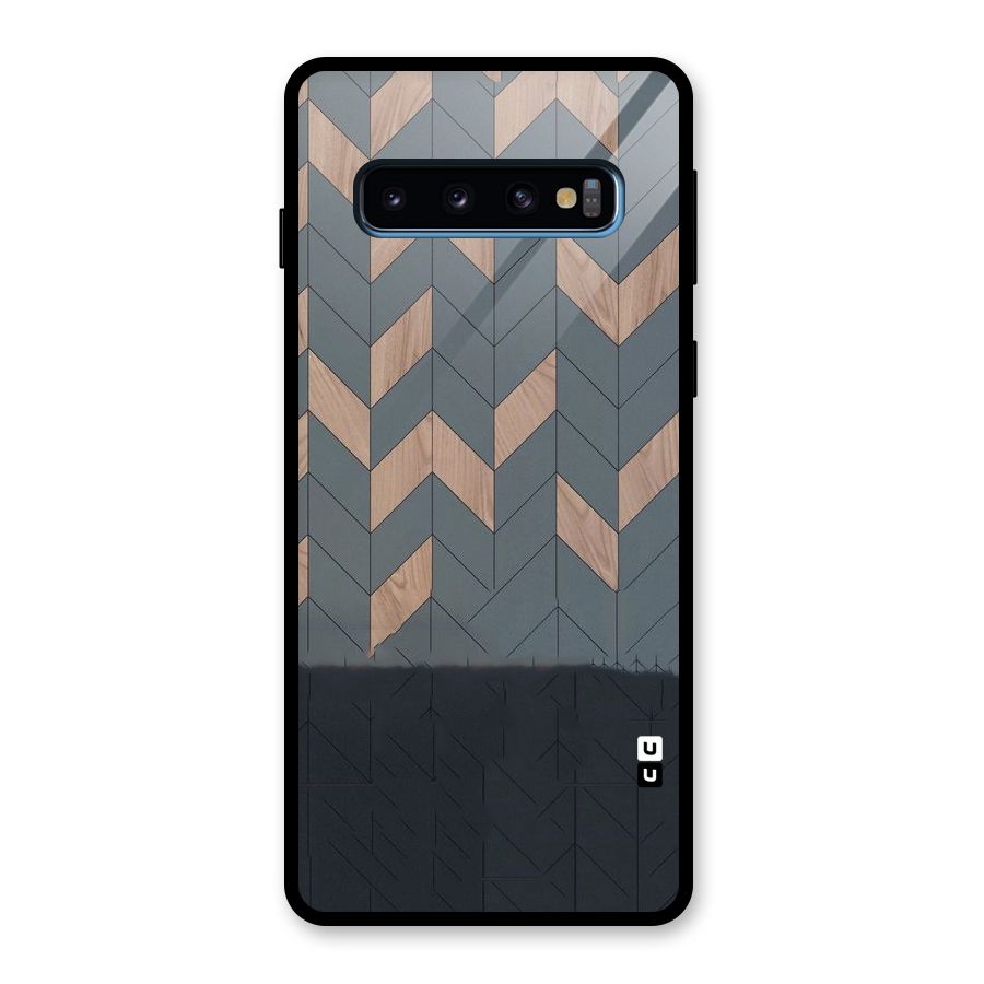 Greyish Wood Design Glass Back Case for Galaxy S10
