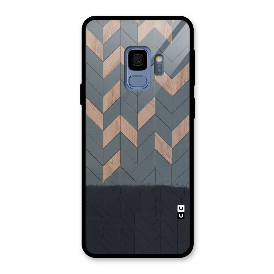 Greyish Wood Design Glass Back Case for Galaxy S9