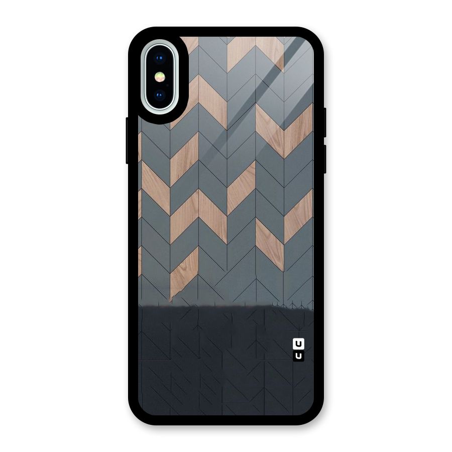 Greyish Wood Design Glass Back Case for iPhone X