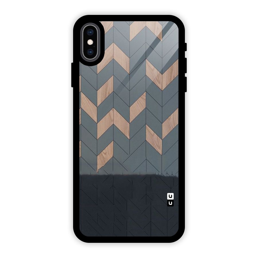 Greyish Wood Design Glass Back Case for iPhone XS Max