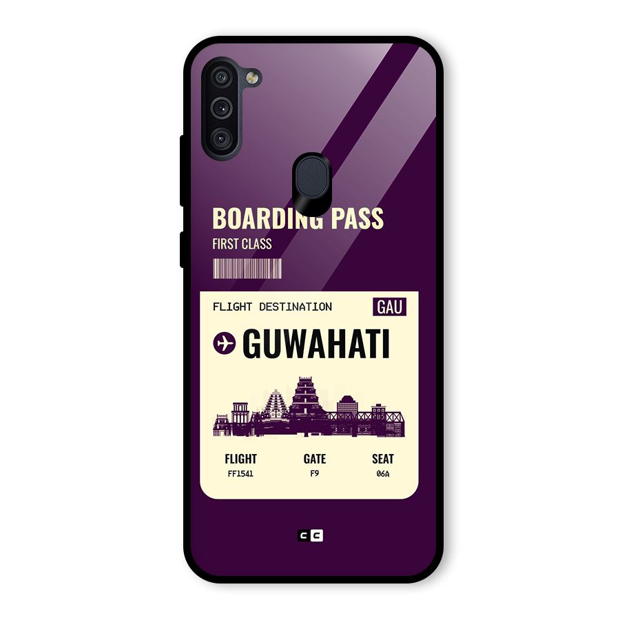 Guwahati Boarding Pass Glass Back Case for Galaxy M11