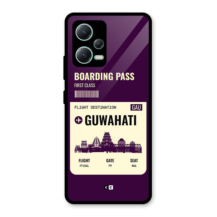 Guwahati Boarding Pass Glass Back Case for Redmi Note 12 5G