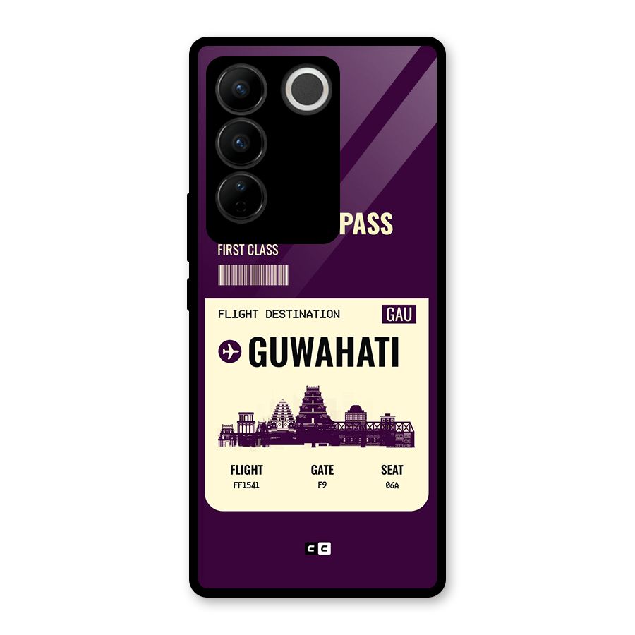 Guwahati Boarding Pass Glass Back Case for Vivo V27