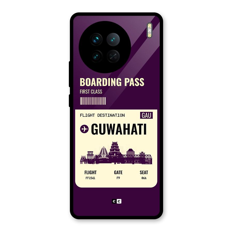 Guwahati Boarding Pass Glass Back Case for Vivo X90