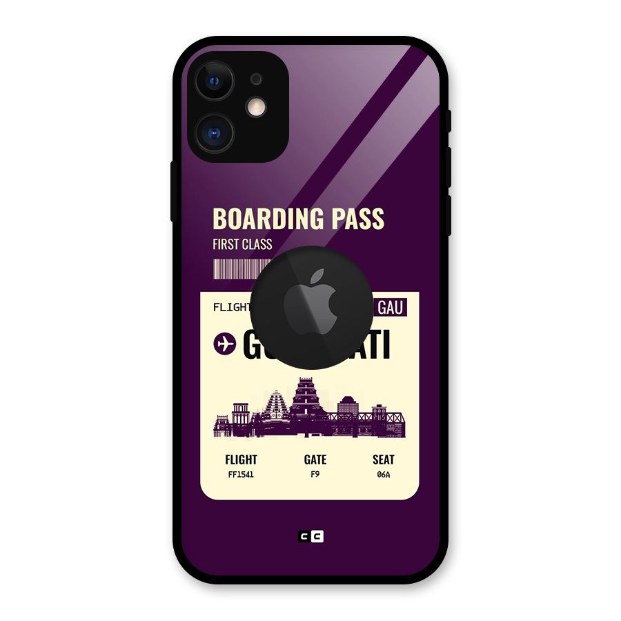 Guwahati Boarding Pass Glass Back Case for iPhone 11 Logo Cut