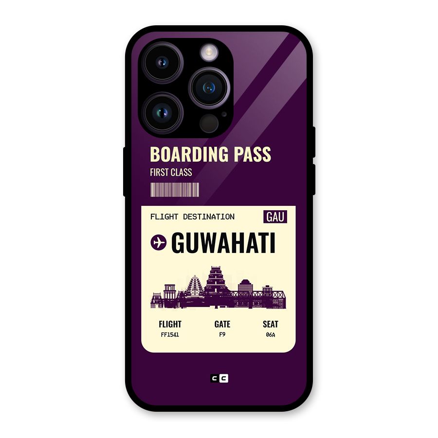 Guwahati Boarding Pass Glass Back Case for iPhone 14 Pro