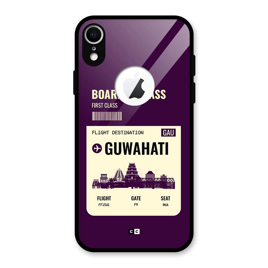 Guwahati Boarding Pass Glass Back Case for iPhone XR Logo Cut
