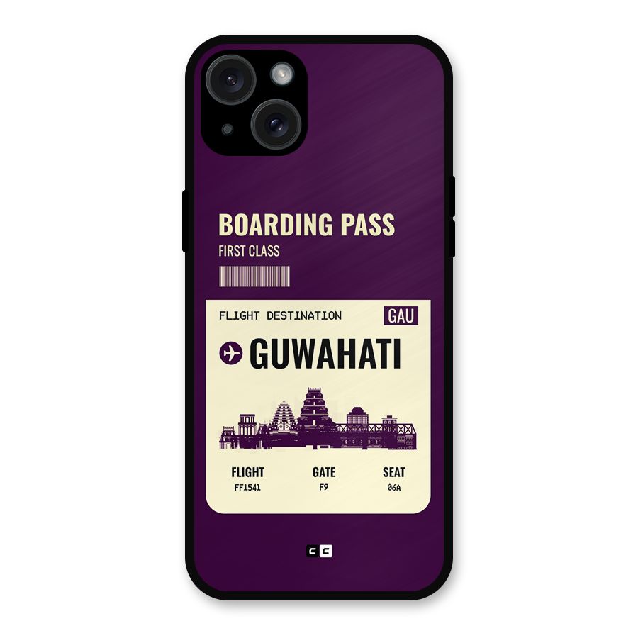 Guwahati Boarding Pass Metal Back Case for iPhone 15 Plus