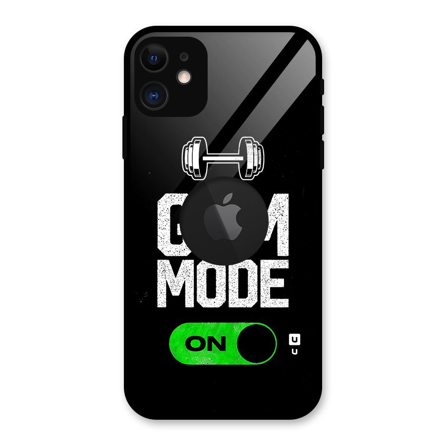 Gym Mode On Glass Back Case for iPhone 11 Logo Cut