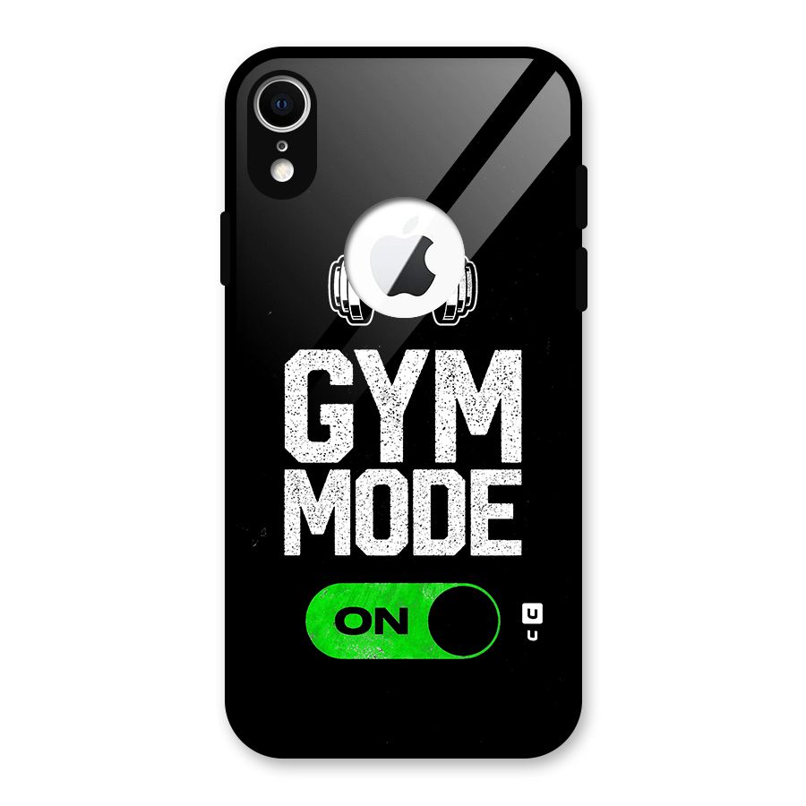 Gym Mode On Glass Back Case for iPhone XR Logo Cut