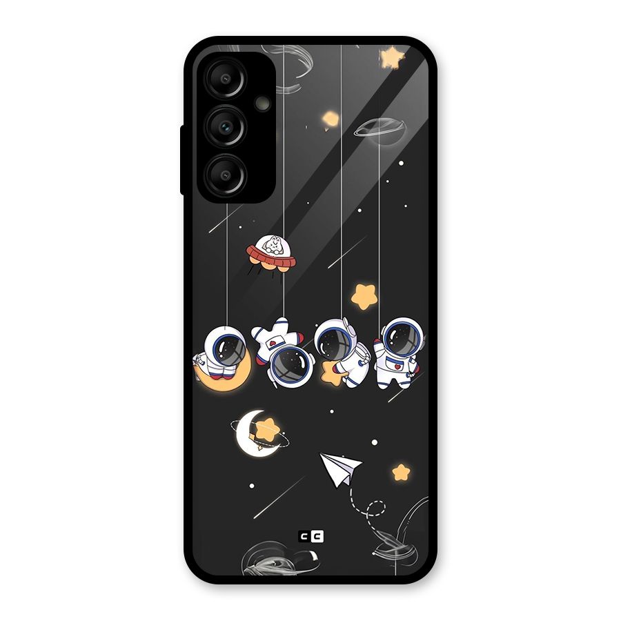 Hanging Astronauts Glass Back Case for Galaxy A14 5G