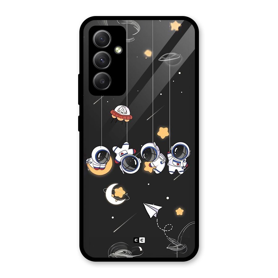 Hanging Astronauts Glass Back Case for Galaxy A34