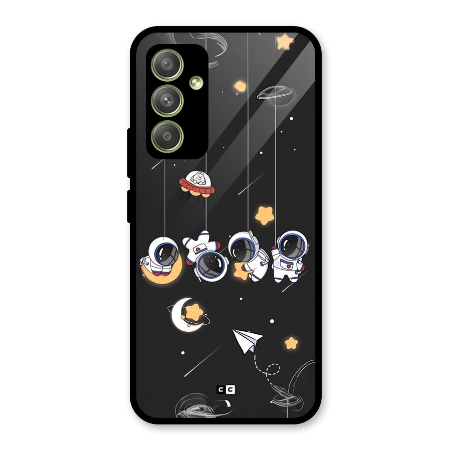 Hanging Astronauts Glass Back Case for Galaxy A54