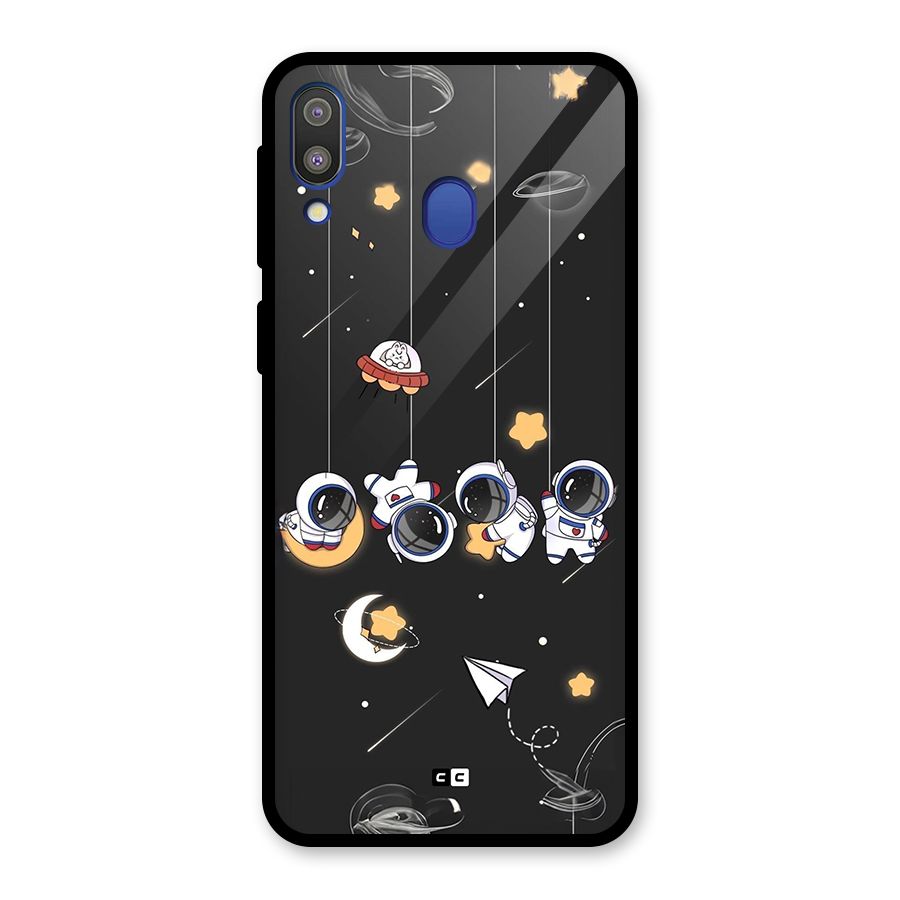 Hanging Astronauts Glass Back Case for Galaxy M20