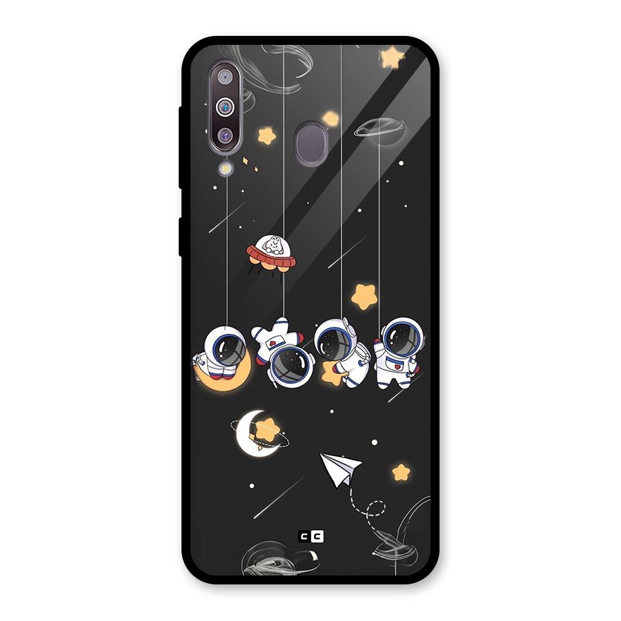 Hanging Astronauts Glass Back Case for Galaxy M30