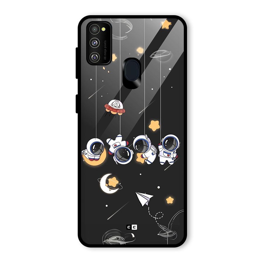 Hanging Astronauts Glass Back Case for Galaxy M30s