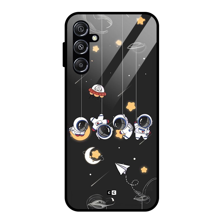Hanging Astronauts Glass Back Case for Galaxy M34 5G