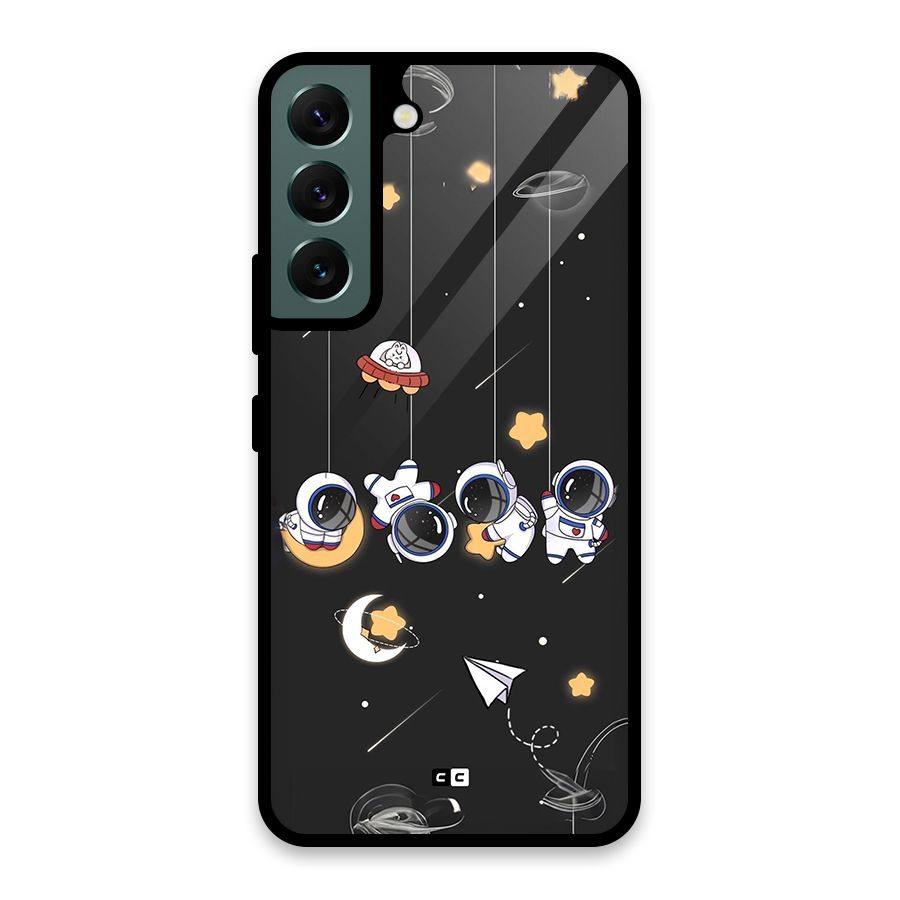 Hanging Astronauts Glass Back Case for Galaxy S22 5G