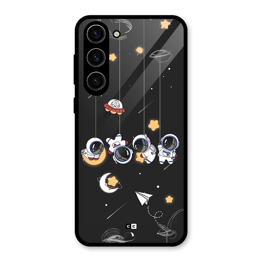 Hanging Astronauts Glass Back Case for Galaxy S23 Plus